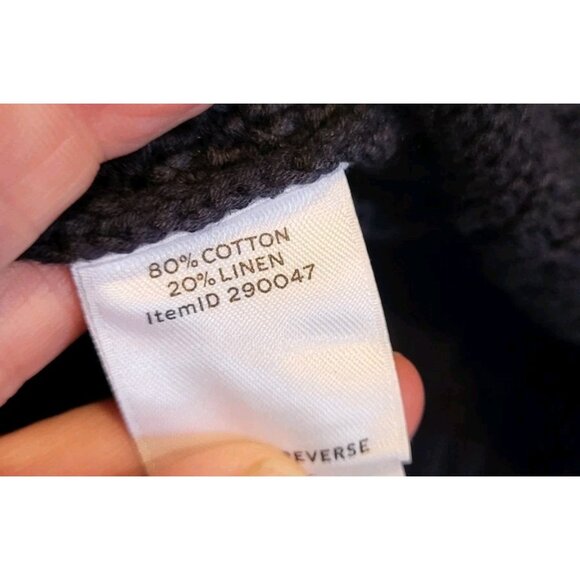 Mens LL Bean Signature Black Cableknit Fisherman Sweater Sz L - Picture 6 of 8